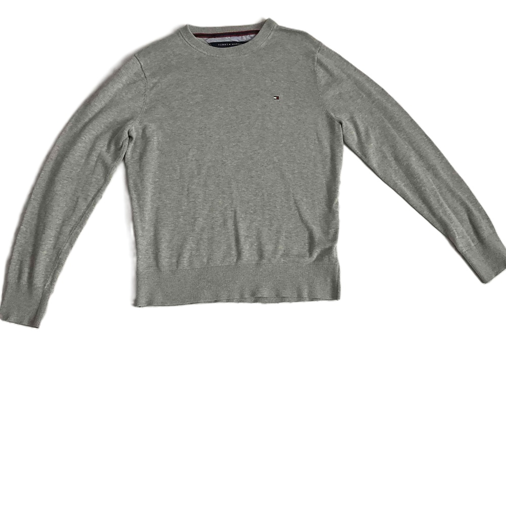Tommy Hilfiger Grey Logo Long Sleeve Crew Neck Mens Sweatshirtā Medium